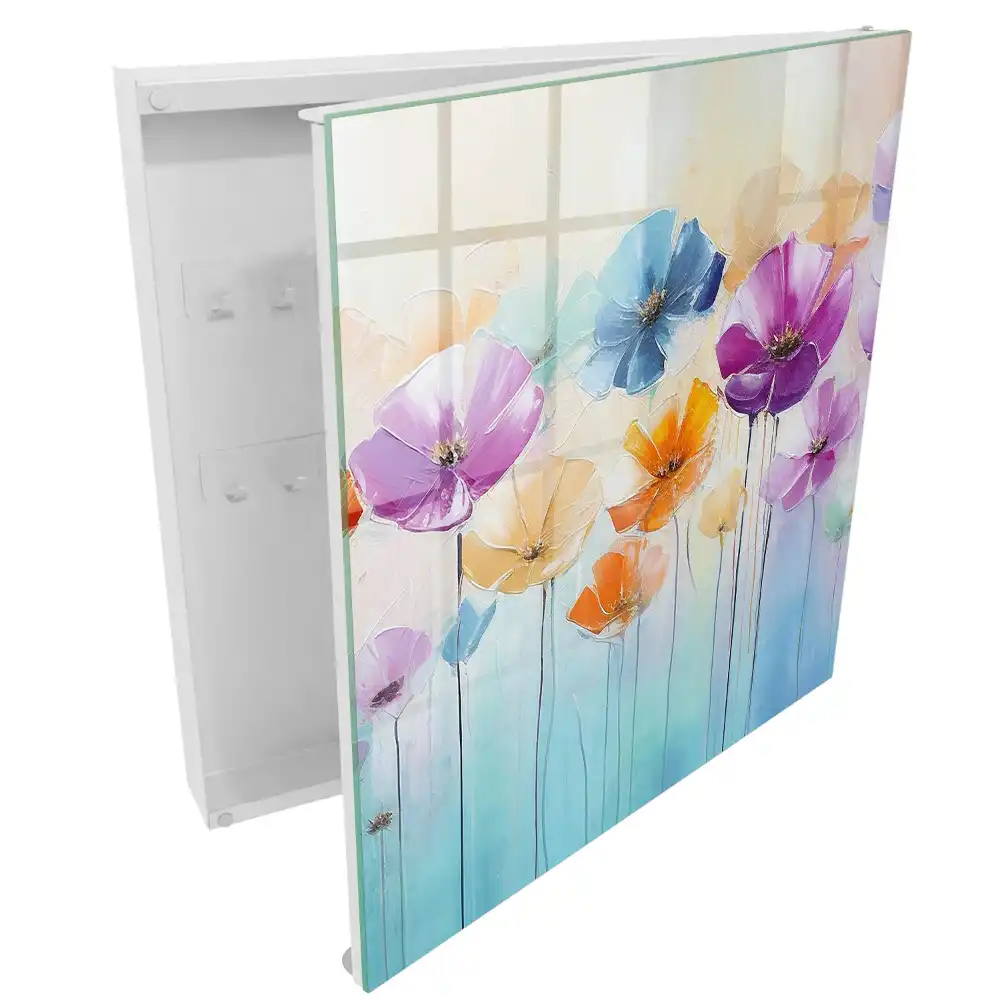 Dulapior pentru chei cu model floral și fundal colorat