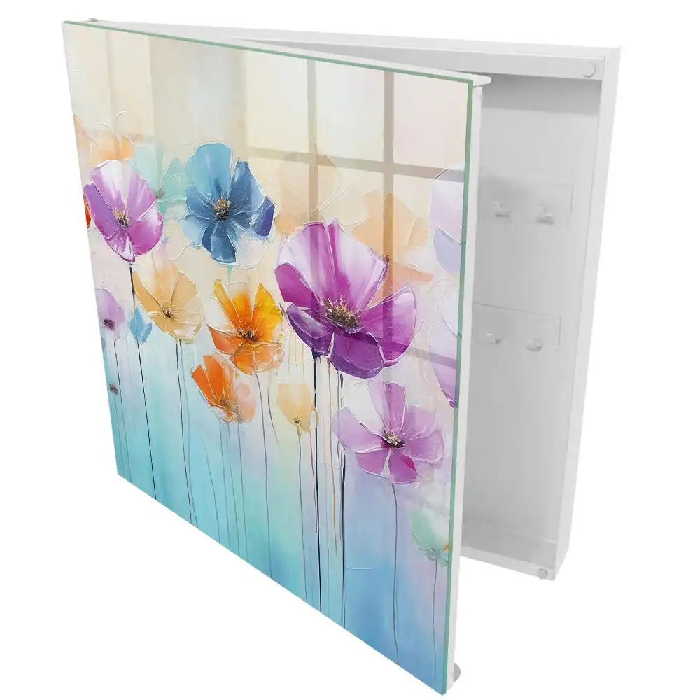 Dulapior pentru chei cu model floral și fundal colorat