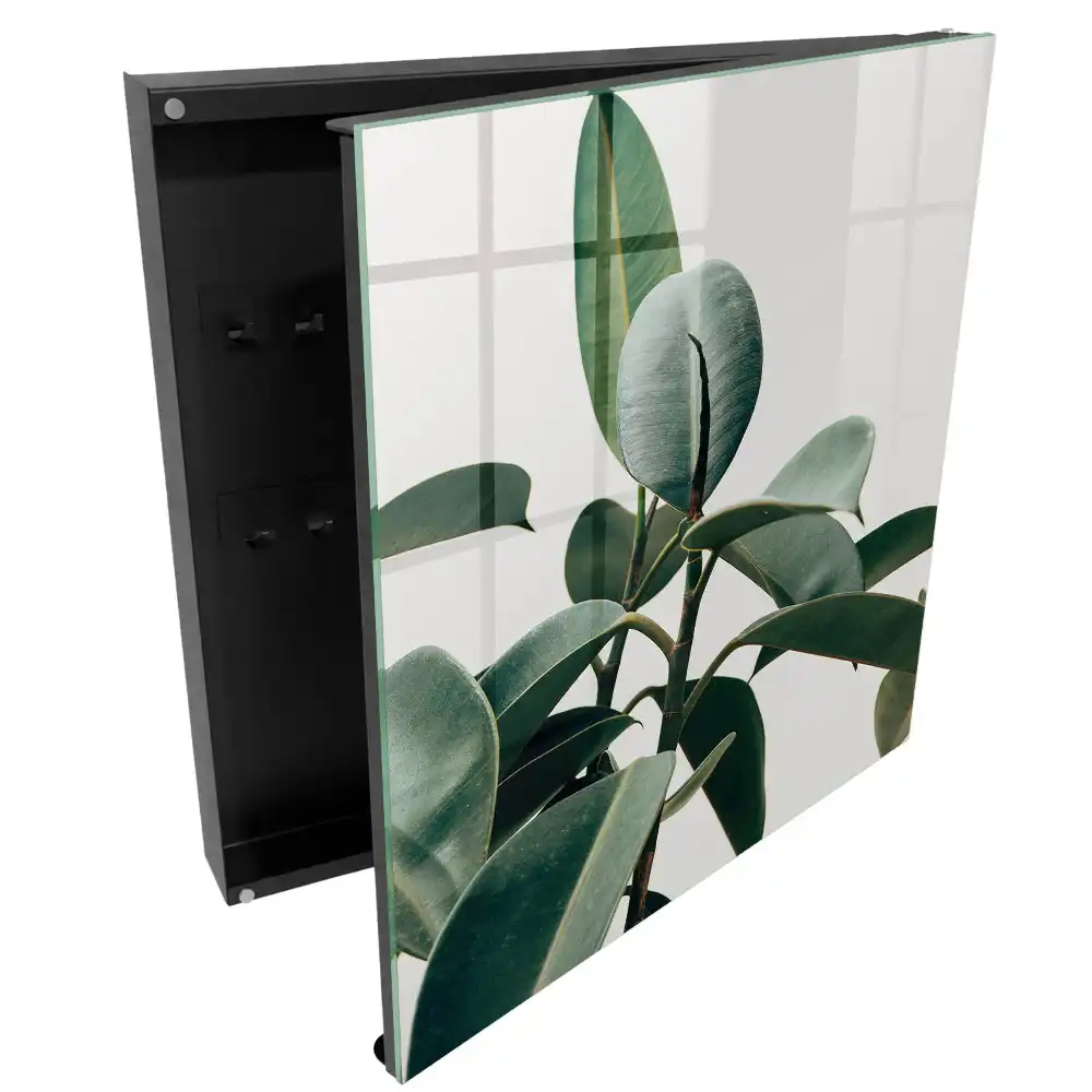 Dulapior pentru chei cu model cu frunze verzi de ficus pe fundal deschis
