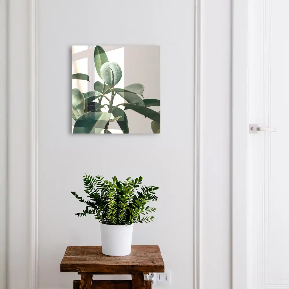 Dulapior pentru chei cu model cu frunze verzi de ficus pe fundal deschis
