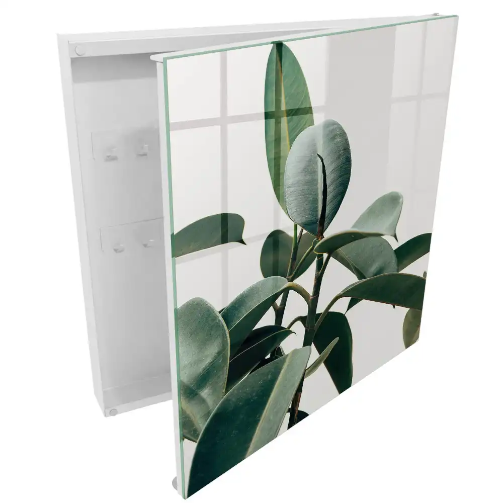 Dulapior pentru chei cu model cu frunze verzi de ficus pe fundal deschis