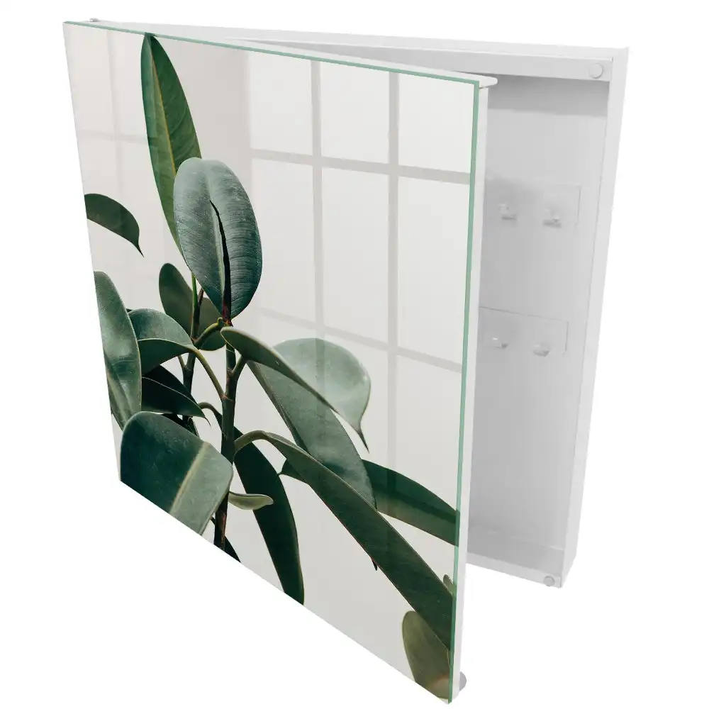 Dulapior pentru chei cu model cu frunze verzi de ficus pe fundal deschis