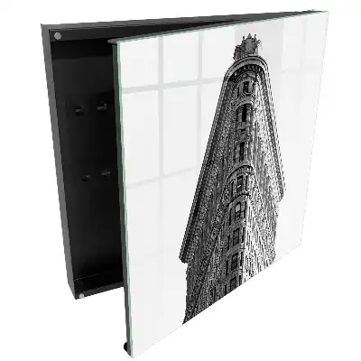 Dulapior pentru chei cu design arhitectură monumentală alb-negru