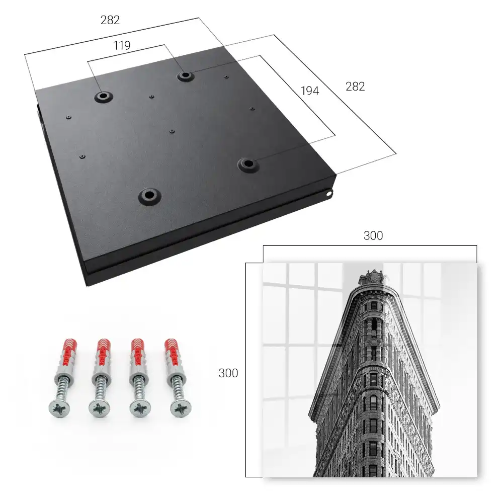 Dulapior pentru chei cu design arhitectură monumentală alb-negru