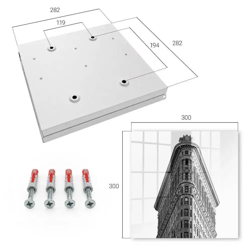 Dulapior pentru chei cu design arhitectură monumentală alb-negru