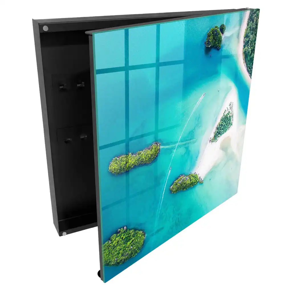 Casetă pentru chei cu peisaj de insulă tropicală