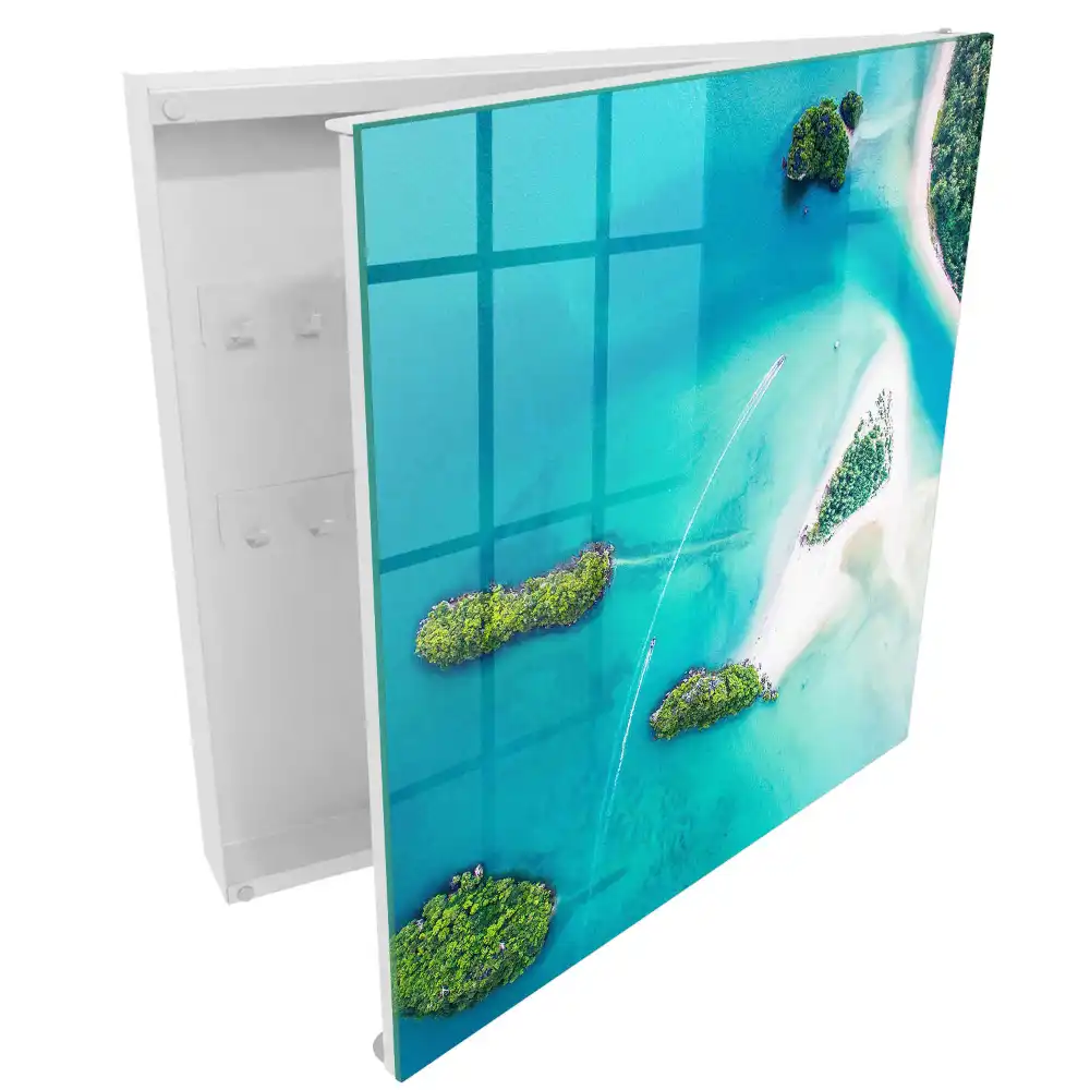 Casetă pentru chei cu peisaj de insulă tropicală