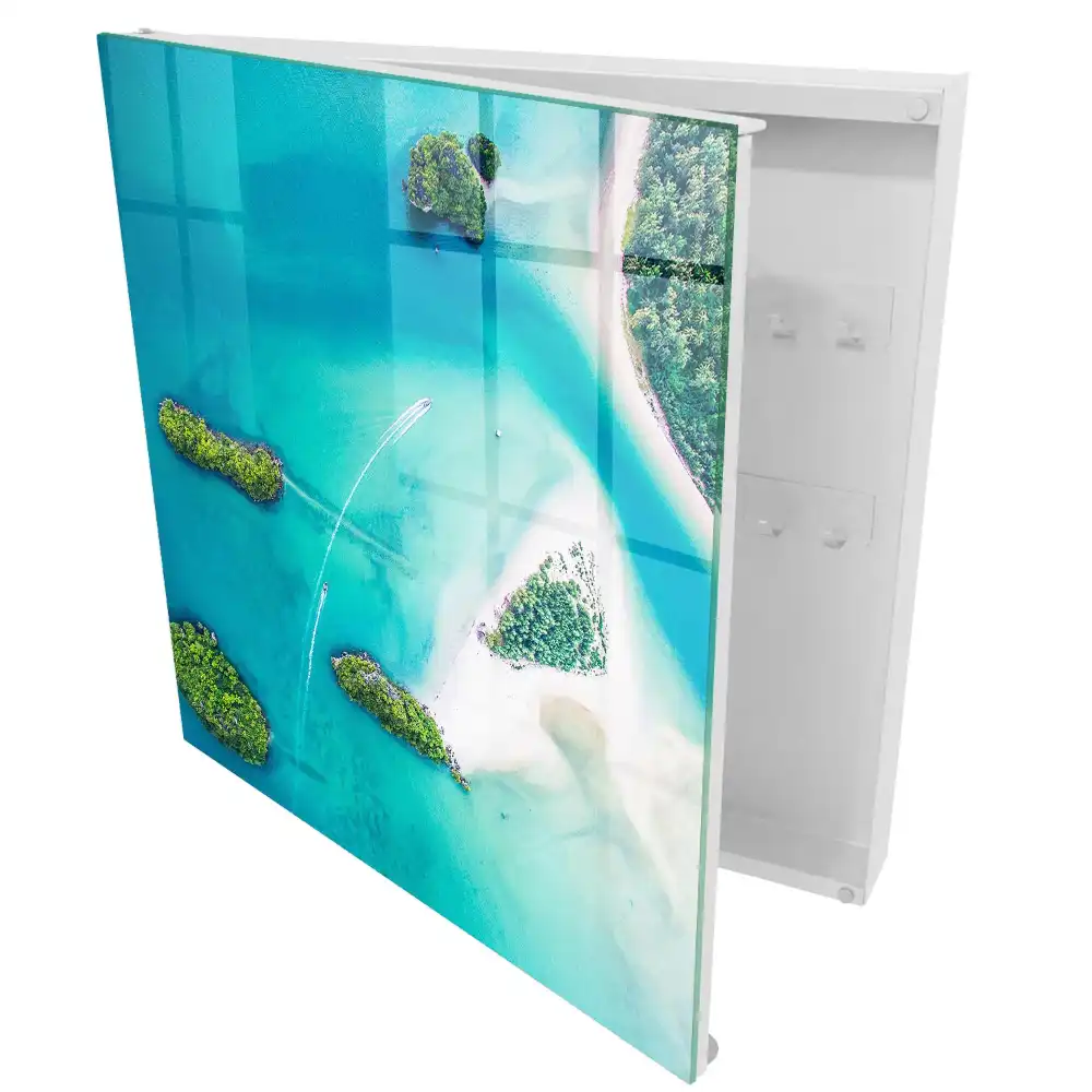 Casetă pentru chei cu peisaj de insulă tropicală