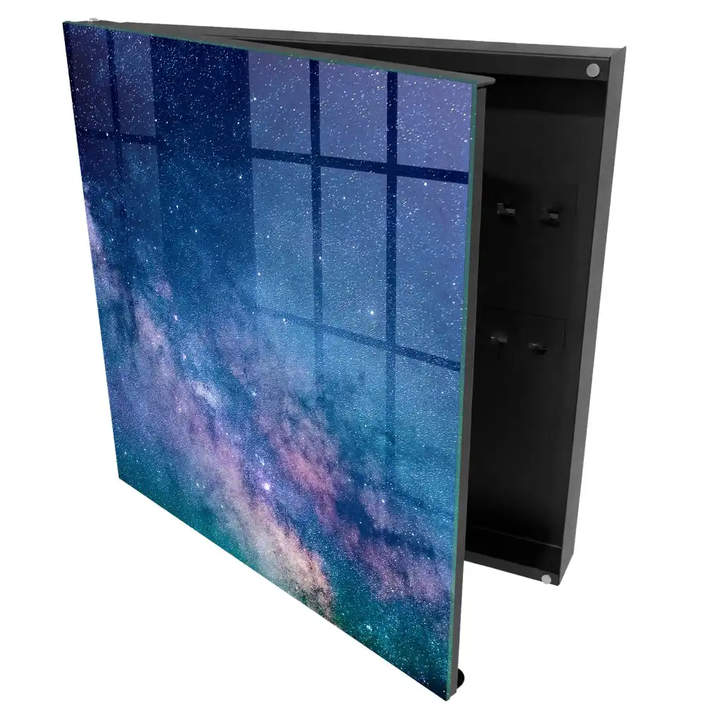 Casetă pentru chei cu design nocturn și stele pe cer