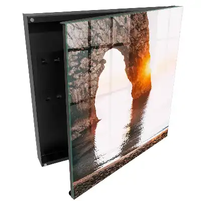 Dulap pentru chei cu design natural de stâncă și răsărit