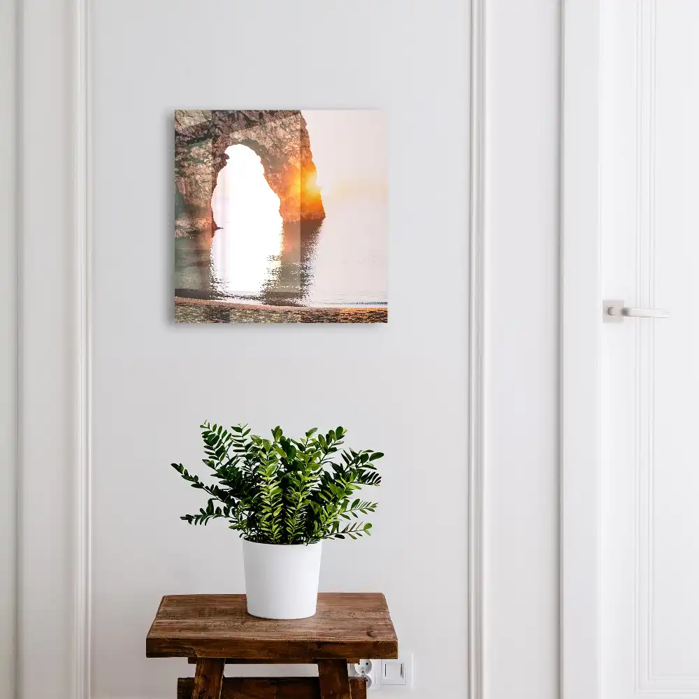 Dulap pentru chei cu design natural de stâncă și răsărit