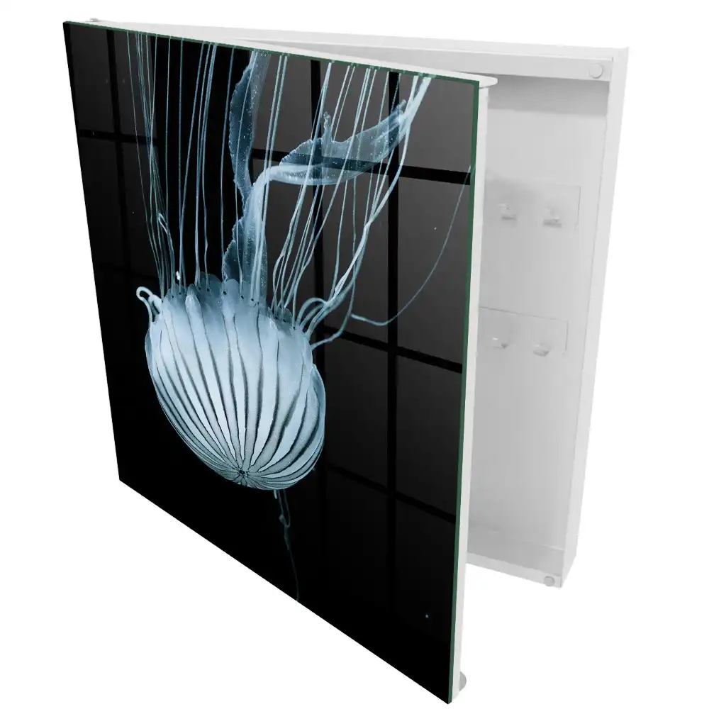 Dulapior pentru chei cu design de meduze pe fundal negru