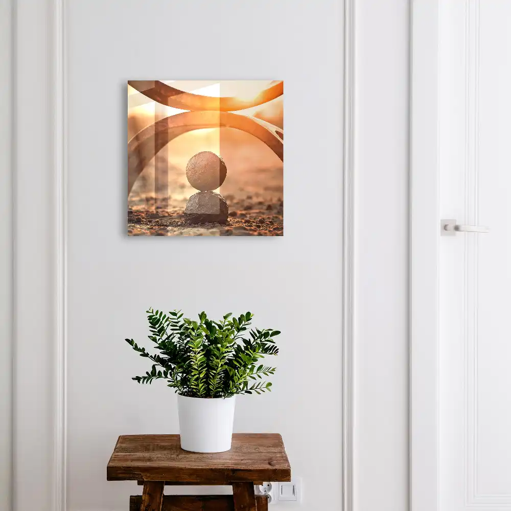 Casetă de chei cu design geometric și elemente naturale
