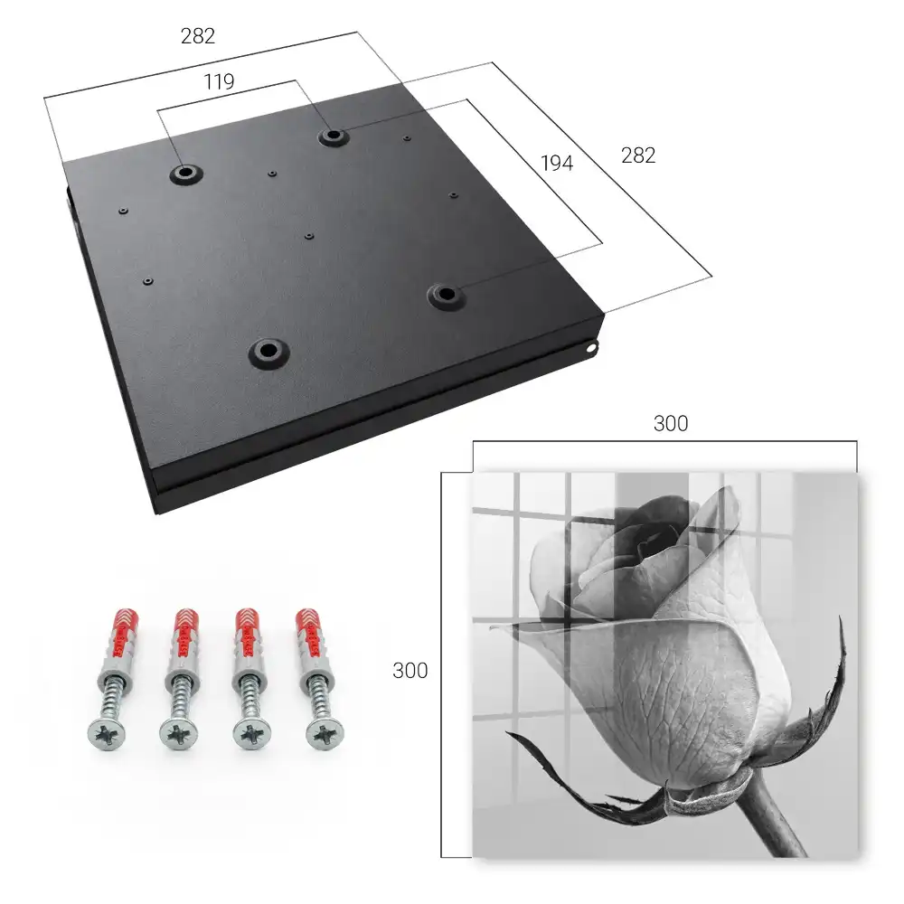 Casetă pentru chei cu model trandafir alb-negru în stil minimalist