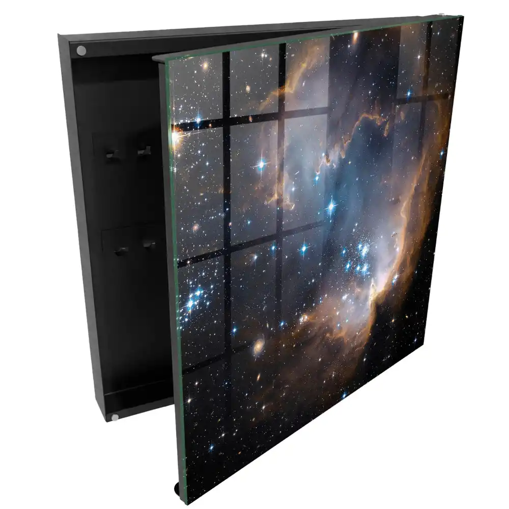 Casetă pentru chei cu design spațiu cosmic și stele