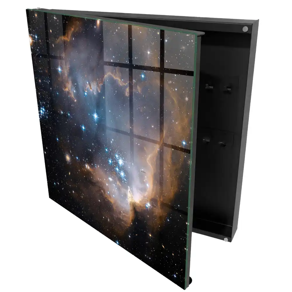 Casetă pentru chei cu design spațiu cosmic și stele