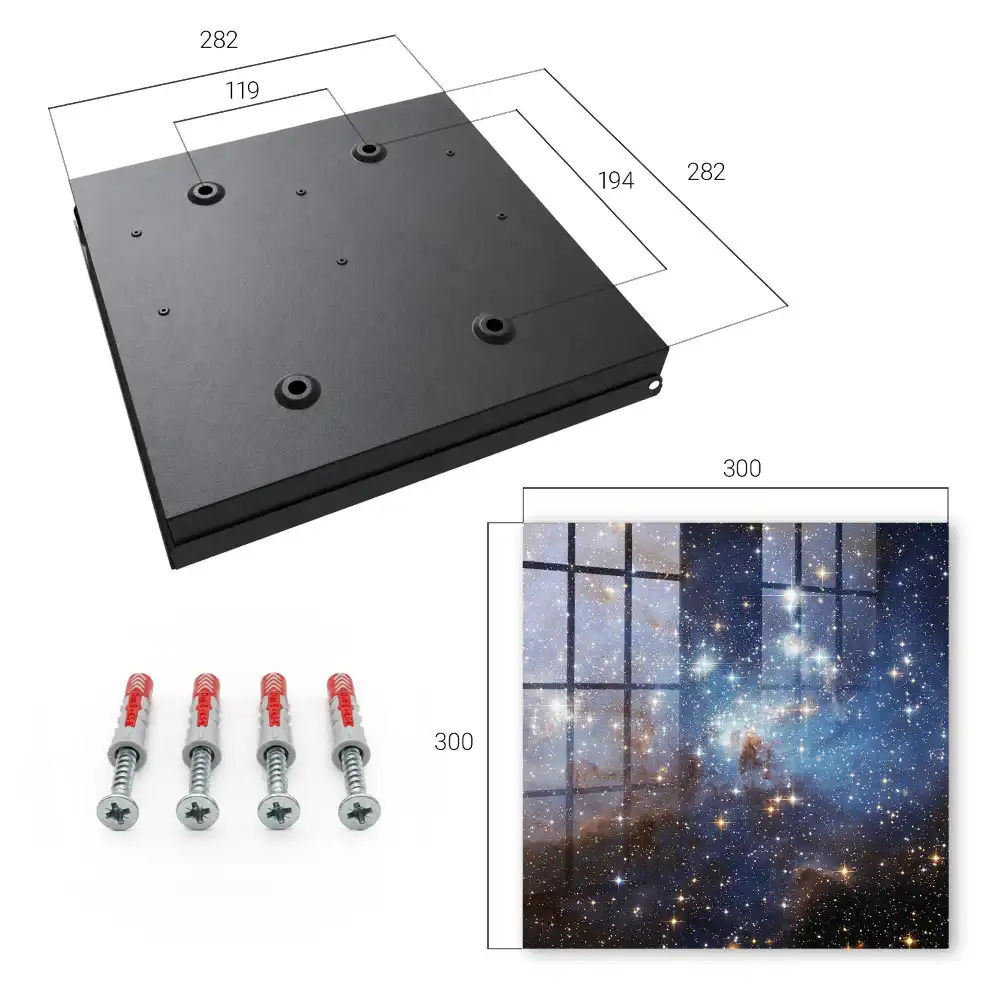 Dulap pentru chei cu design spațial reprezentând stele și nebuloasă albastră