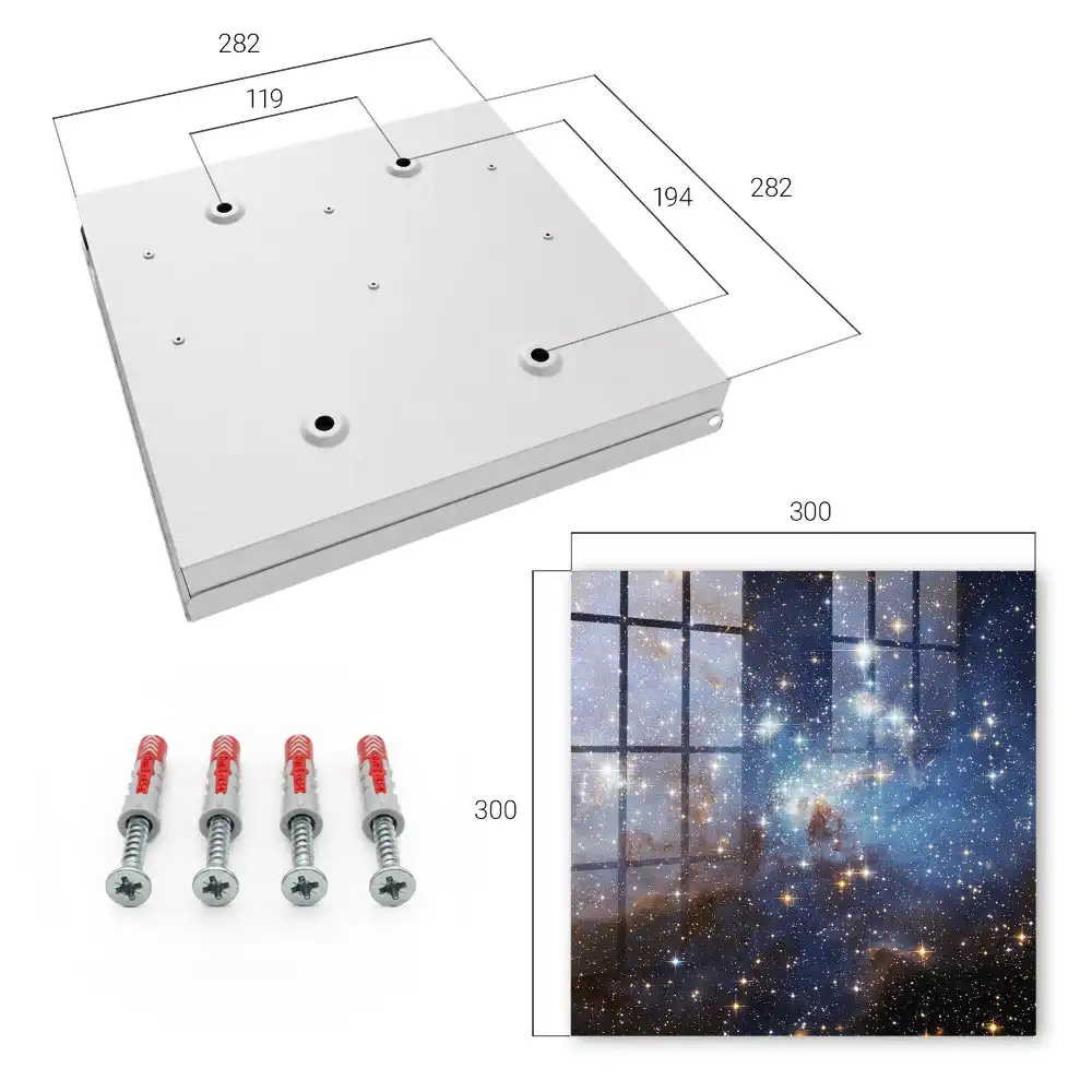 Dulap pentru chei cu design spațial reprezentând stele și nebuloasă albastră