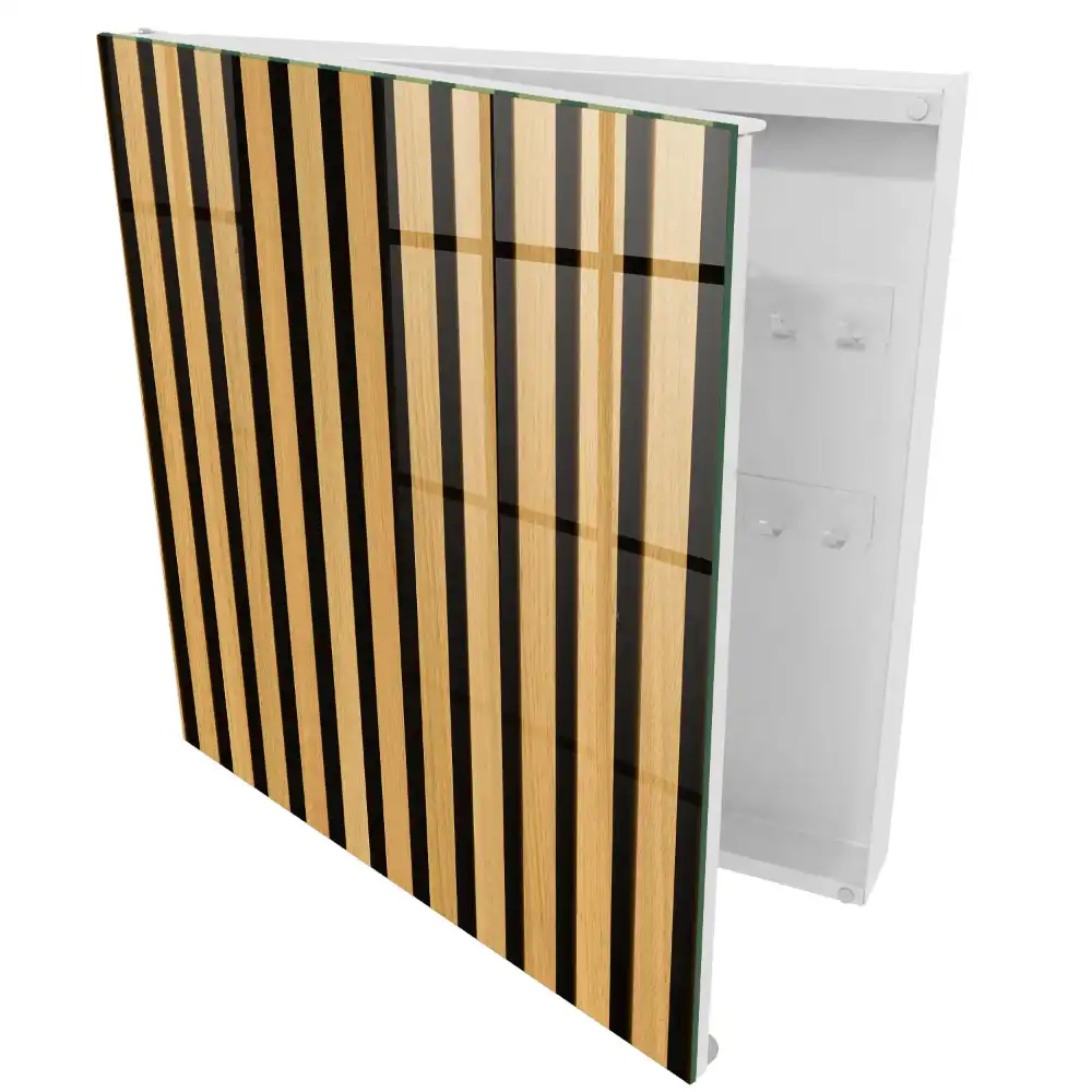 Casetă pentru chei cu design elegant din lemn în dungi