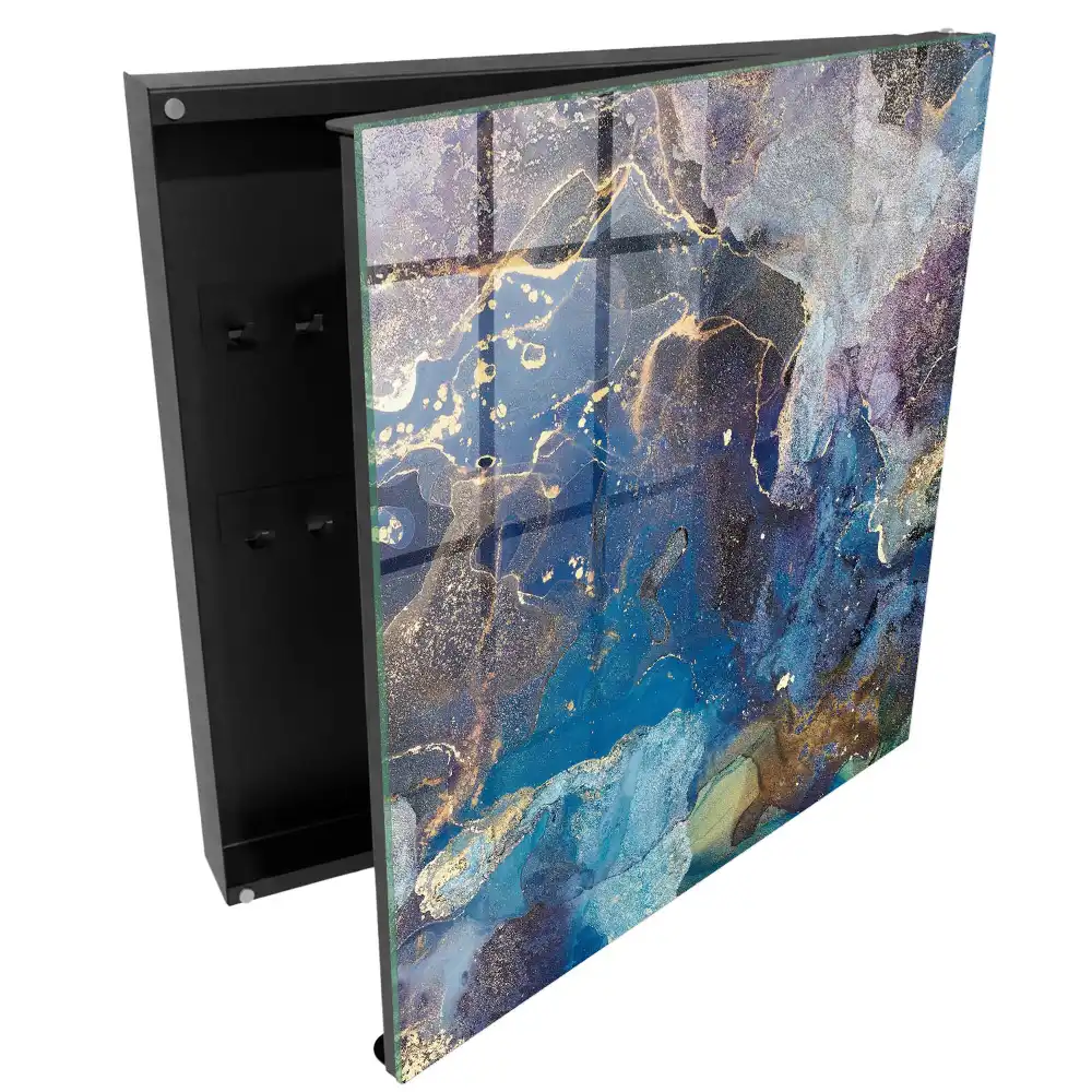 Casetă pentru chei cu model abstract fluid albastru