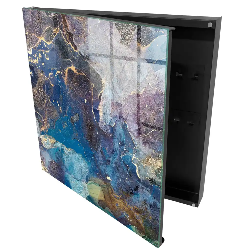 Casetă pentru chei cu model abstract fluid albastru