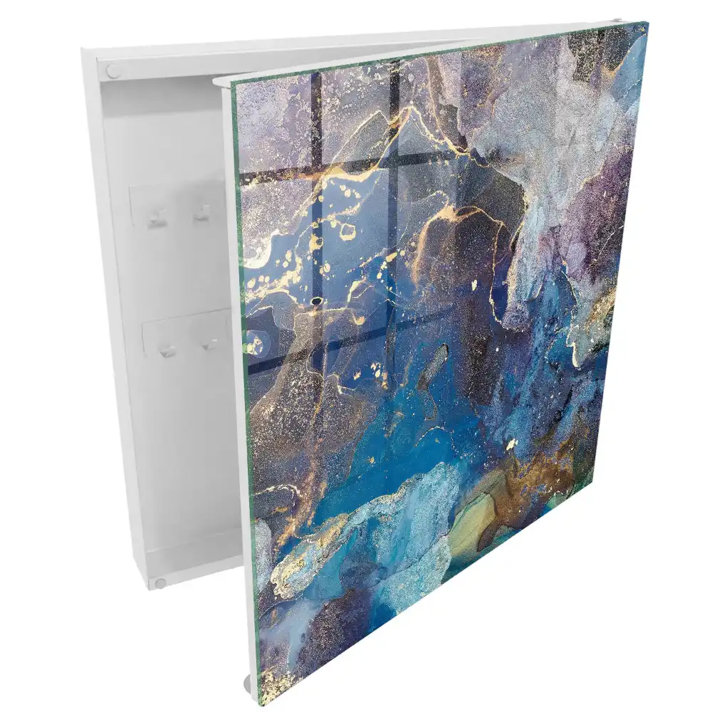 Casetă pentru chei cu model abstract fluid albastru