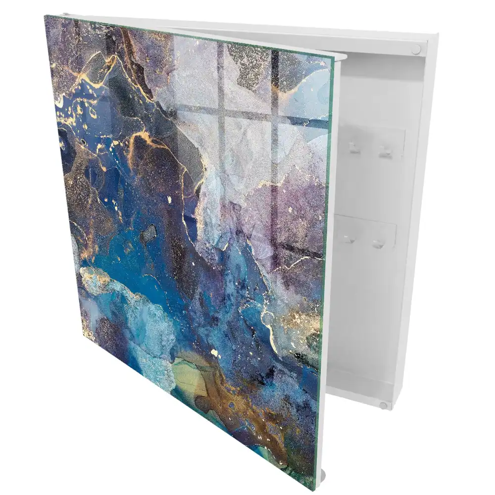 Casetă pentru chei cu model abstract fluid albastru
