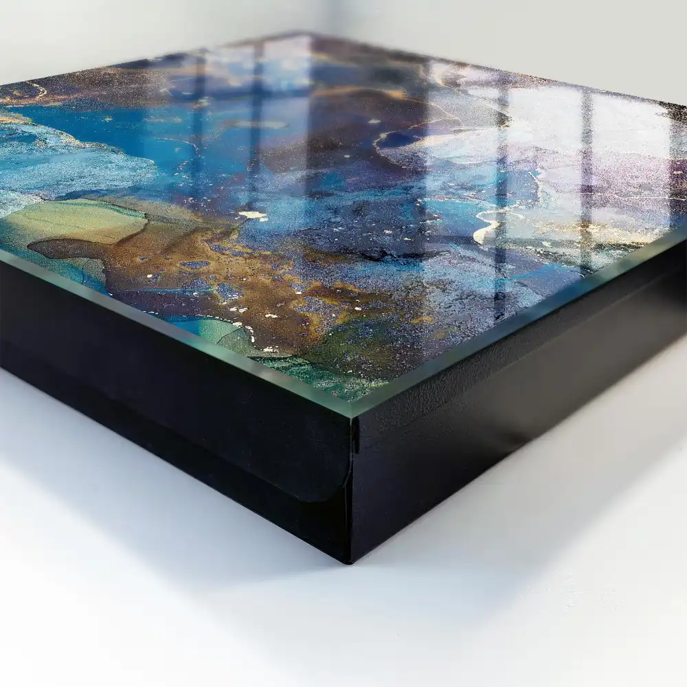 Casetă pentru chei cu model abstract fluid albastru
