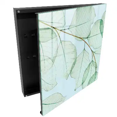 Suport de chei pentru perete cu model de frunze delicate pe fundal pastel