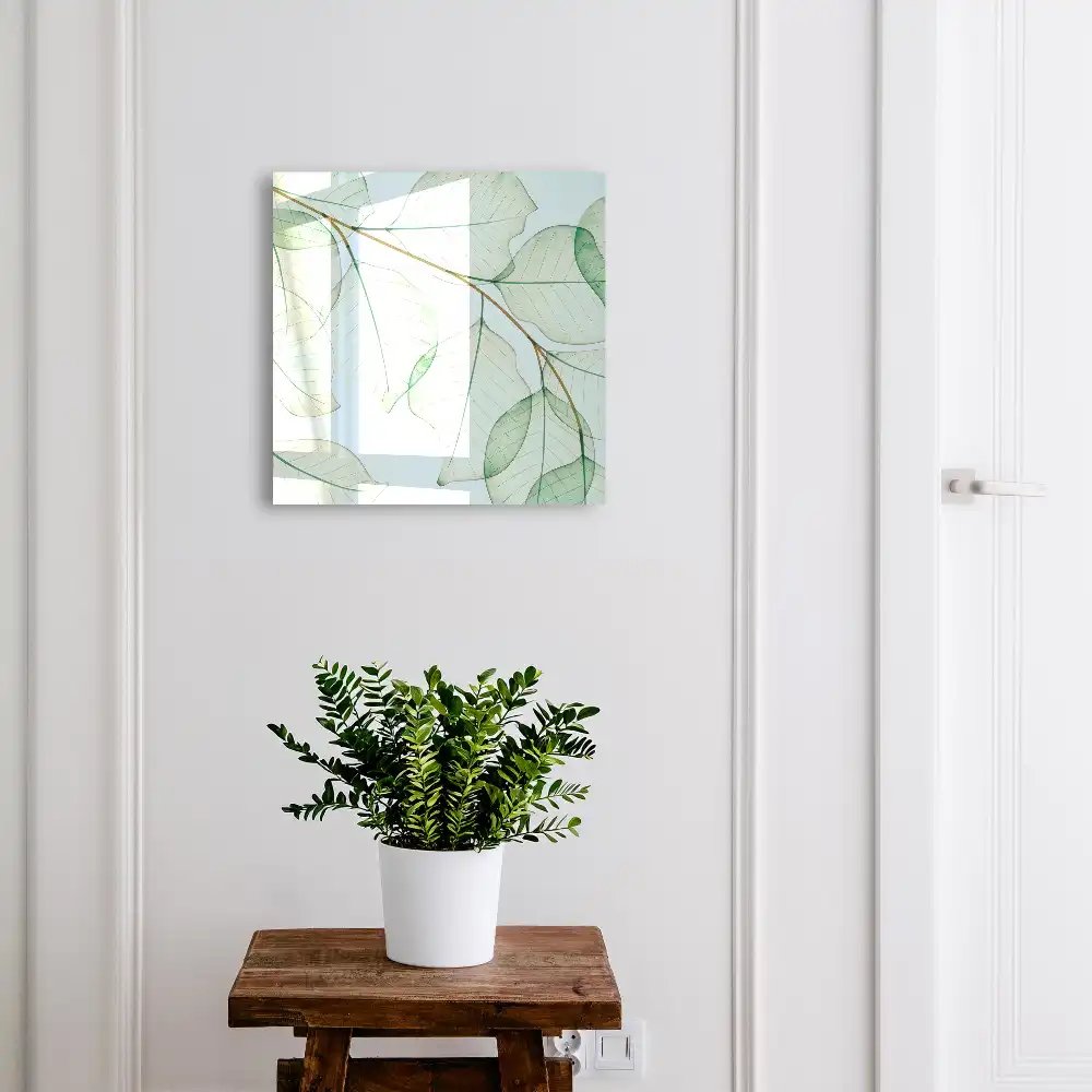 Suport de chei pentru perete cu model de frunze delicate pe fundal pastel