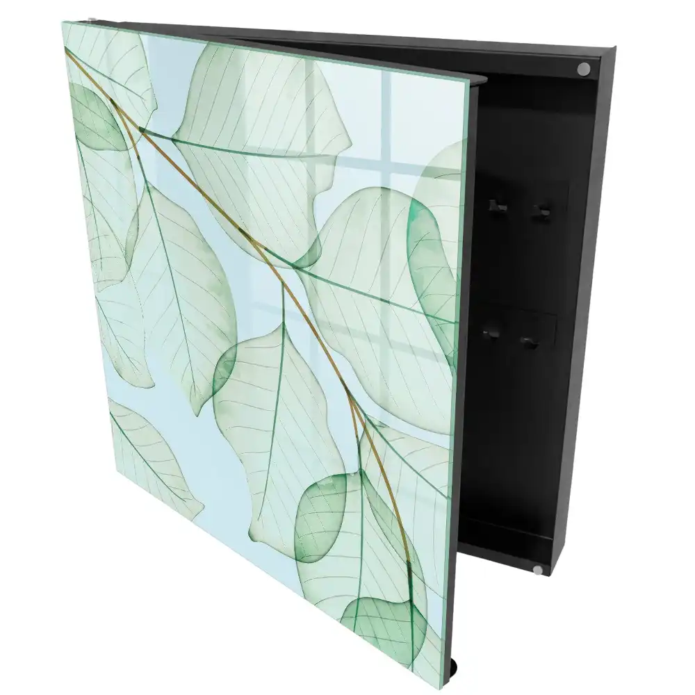 Suport de chei pentru perete cu model de frunze delicate pe fundal pastel