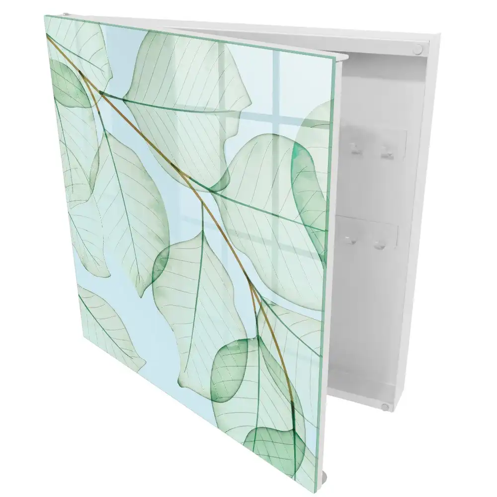 Suport de chei pentru perete cu model de frunze delicate pe fundal pastel