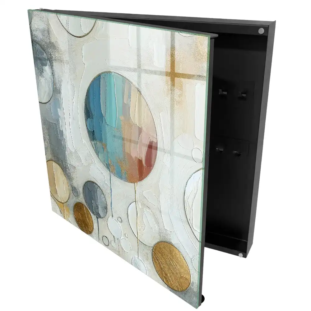 Casetă pentru chei cu design abstract și cercuri pastelate