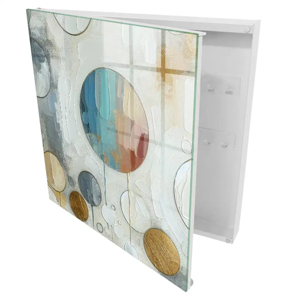 Casetă pentru chei cu design abstract și cercuri pastelate