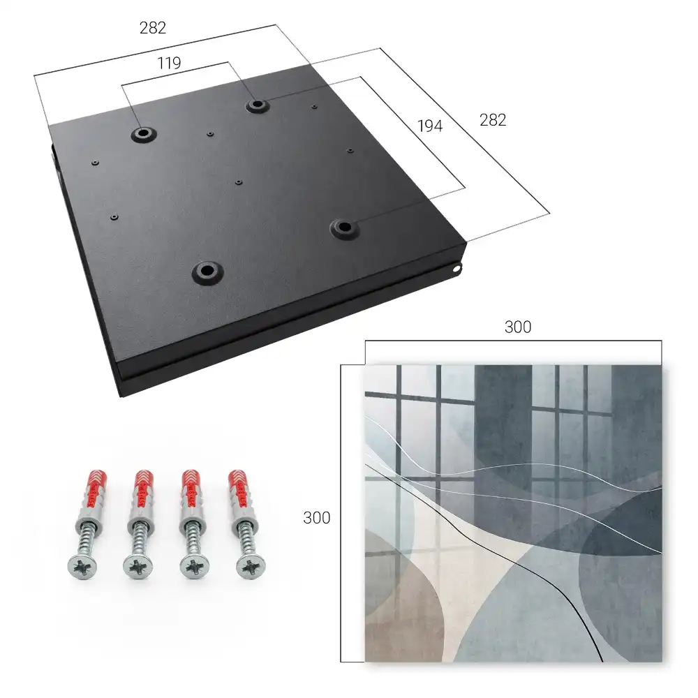 Cutie pentru chei de perete cu design abstract în nuanțe de albastru și gri