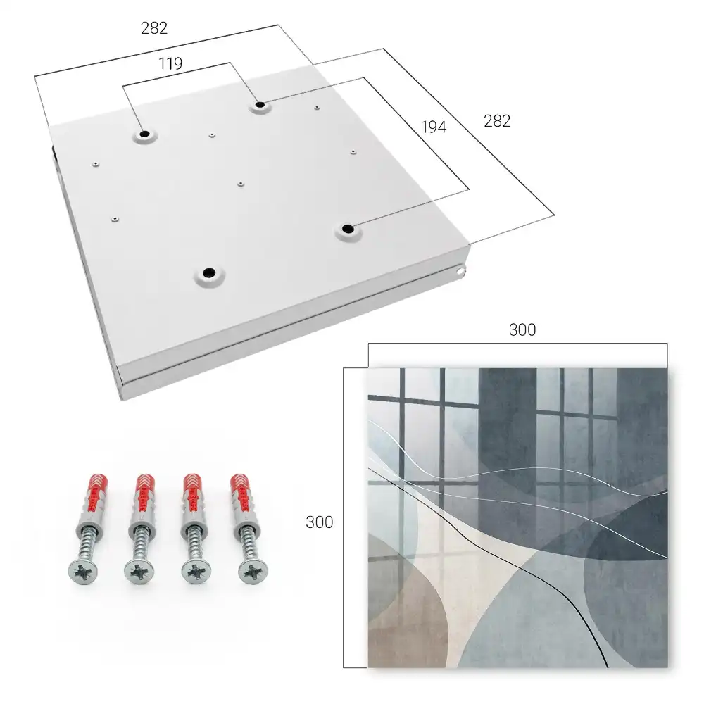 Cutie pentru chei de perete cu design abstract în nuanțe de albastru și gri