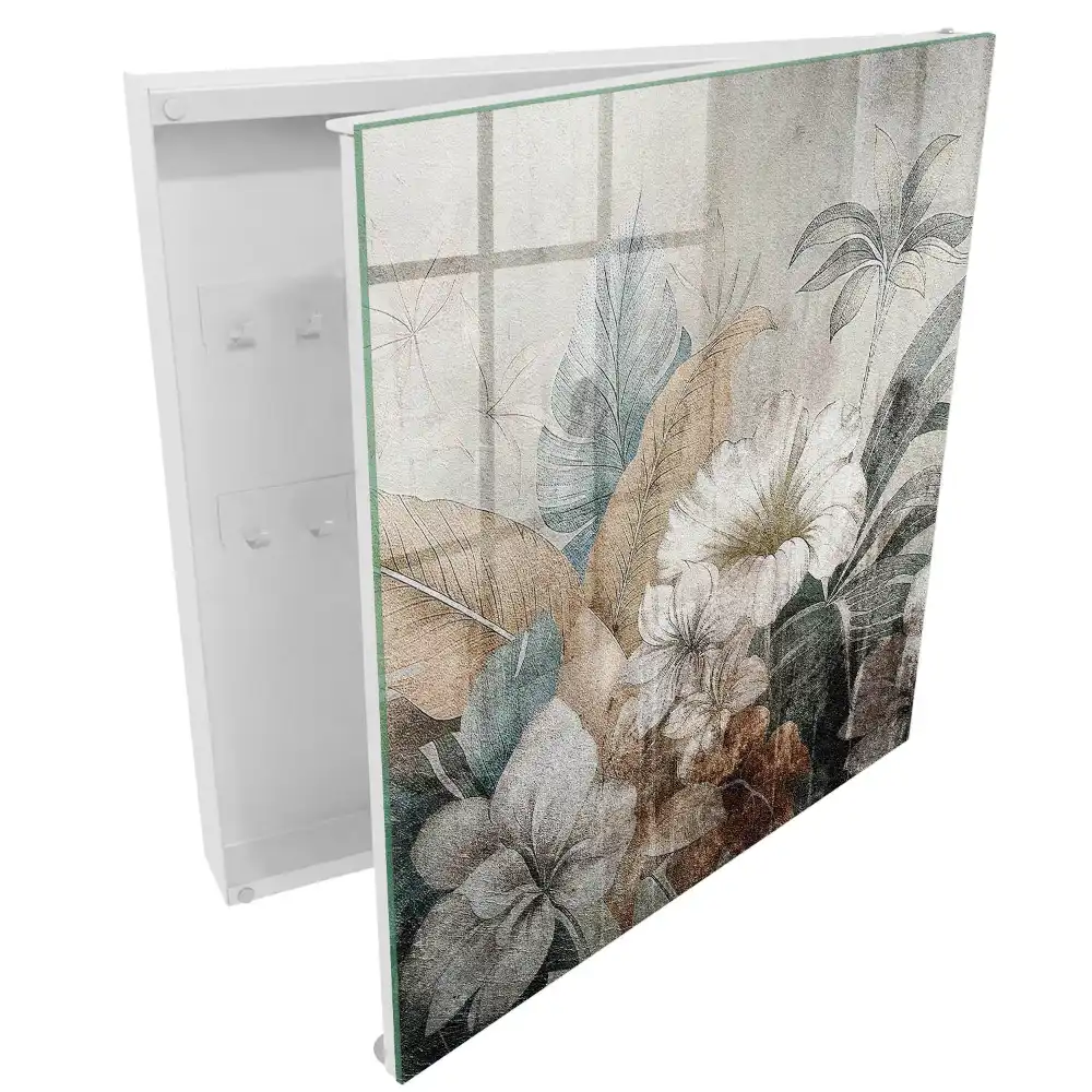 Dulapior pentru chei cu design floral în nuanțe discrete