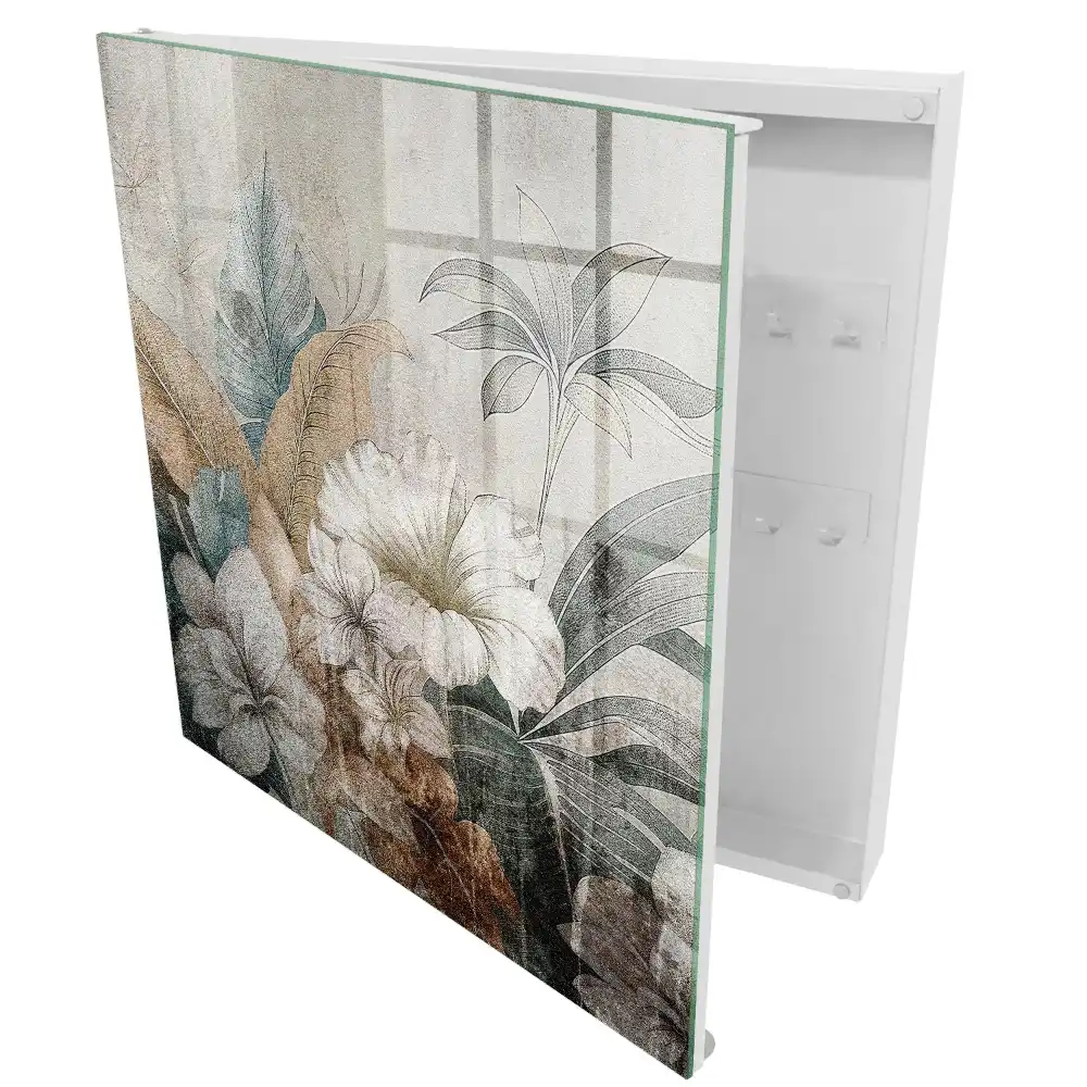 Dulapior pentru chei cu design floral în nuanțe discrete