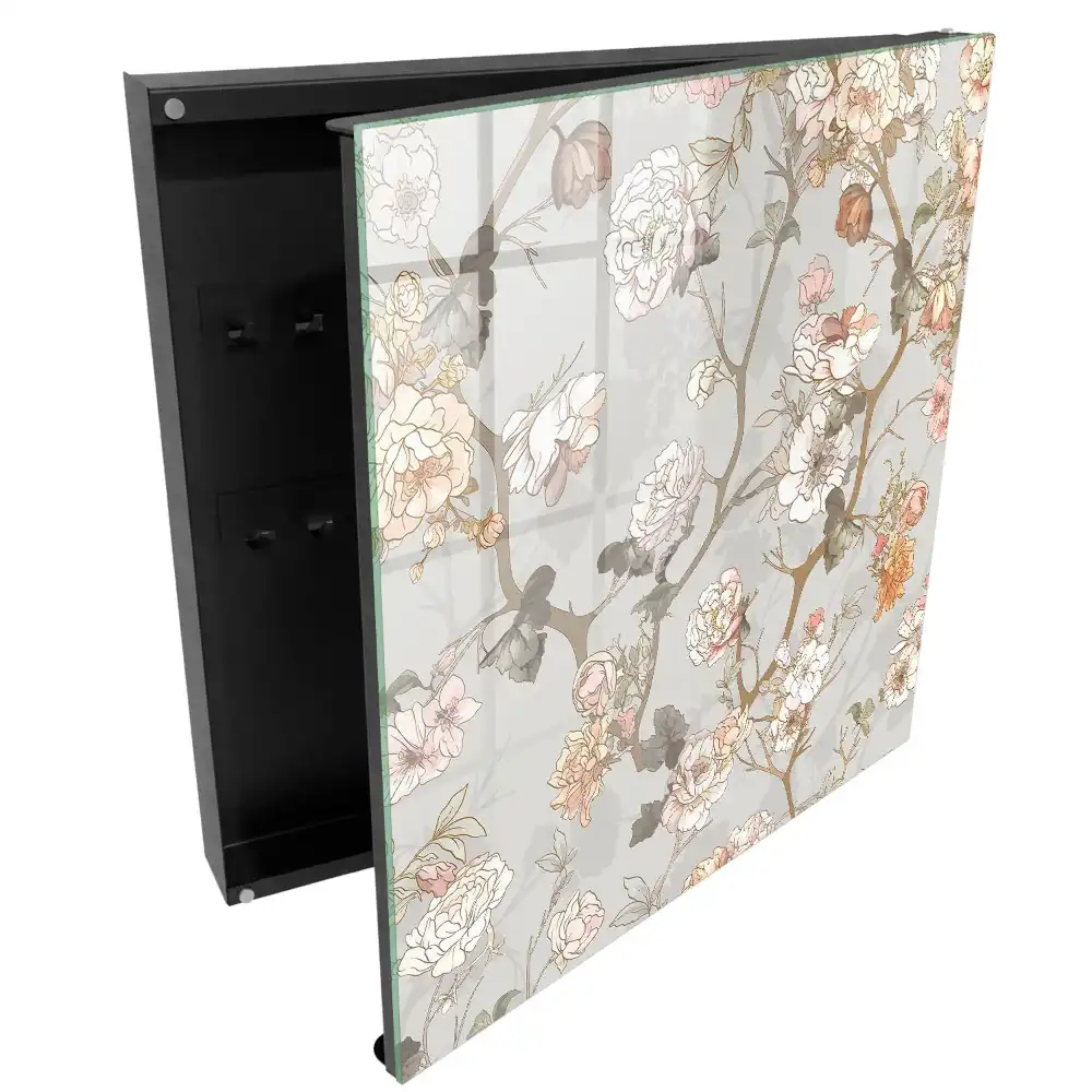Dulapior pentru chei cu model floral și fundal deschis