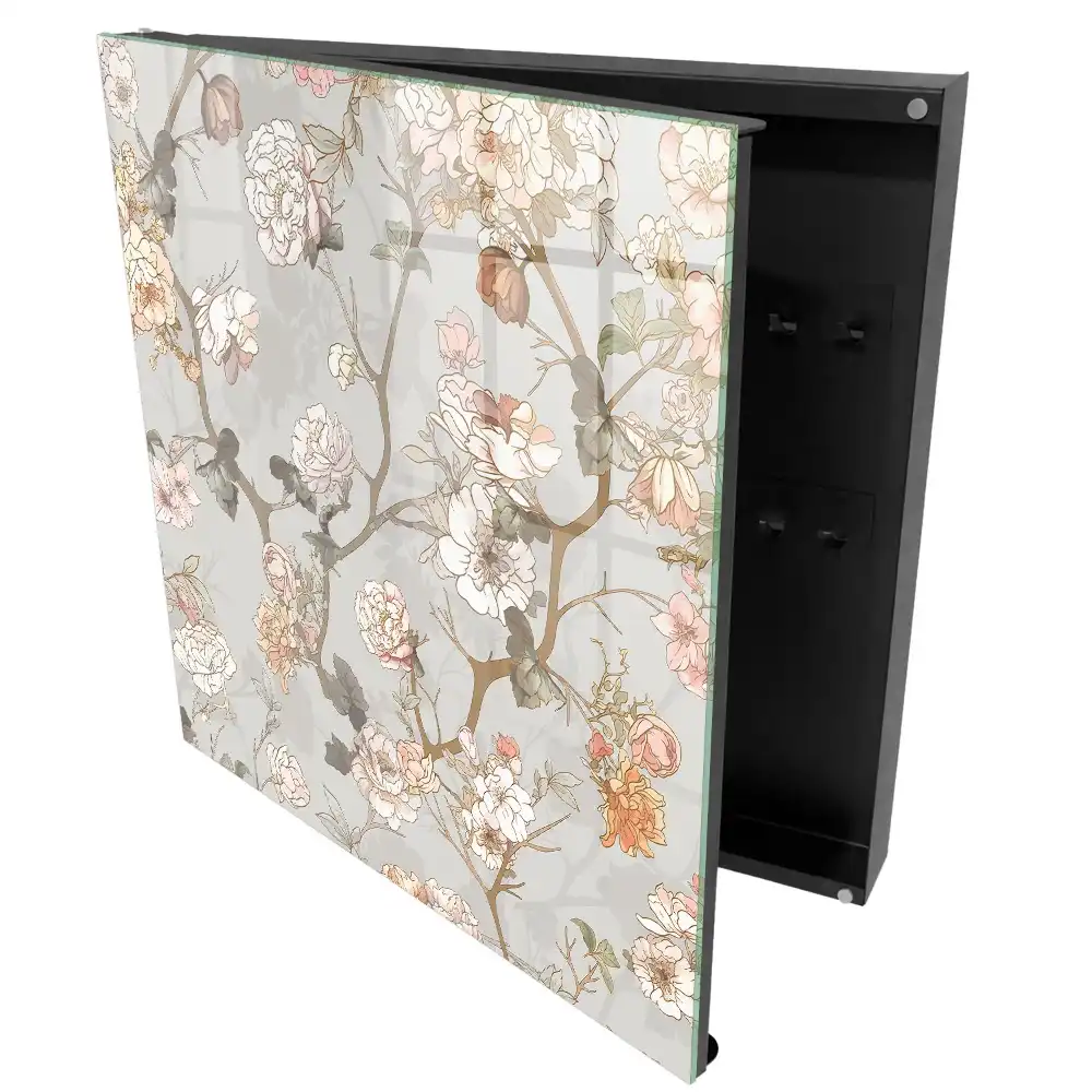 Dulapior pentru chei cu model floral și fundal deschis