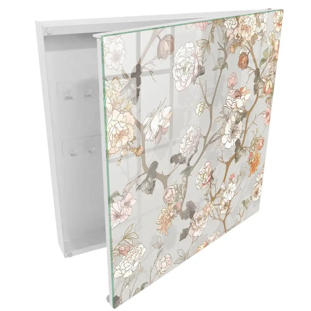 Dulapior pentru chei cu model floral și fundal deschis