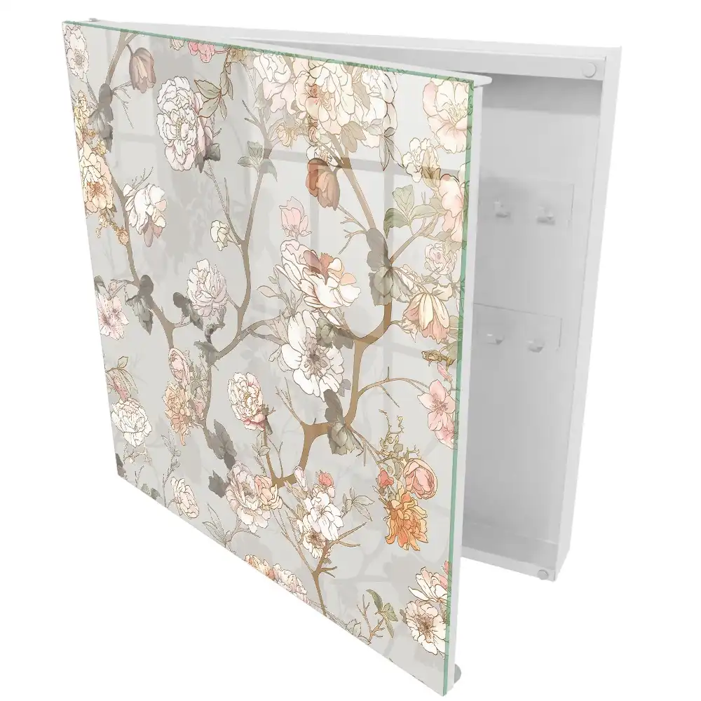 Dulapior pentru chei cu model floral și fundal deschis