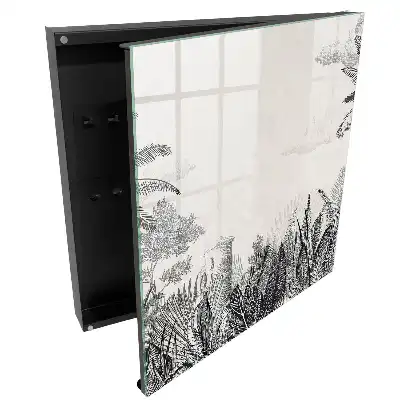 Dulap pentru chei cu design de vegetație tropicală și turn