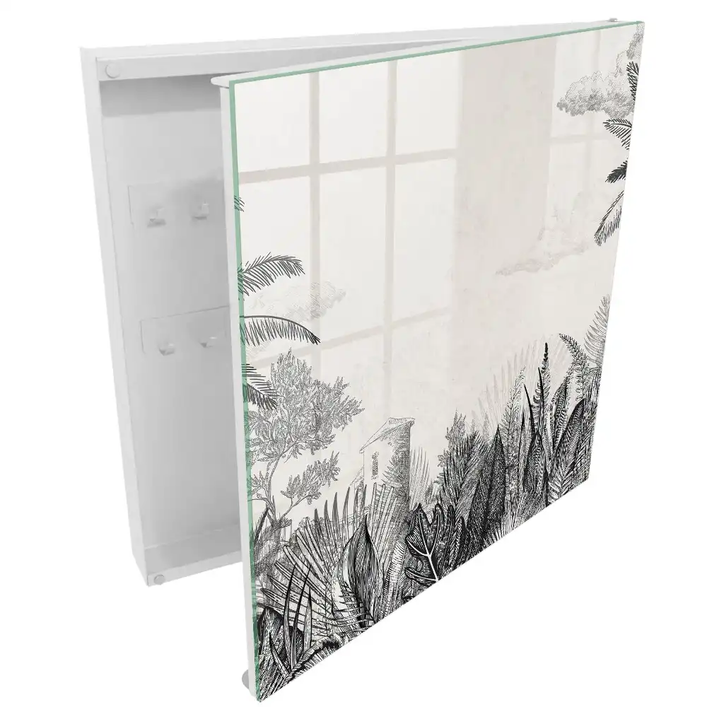Dulap pentru chei cu design de vegetație tropicală și turn