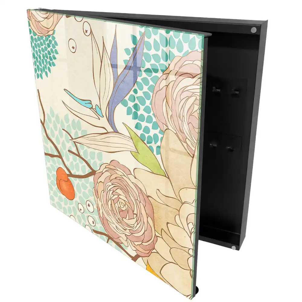 Casetă pentru chei cu design floral geometric