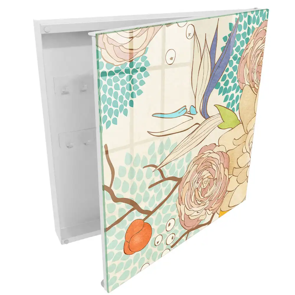 Casetă pentru chei cu design floral geometric