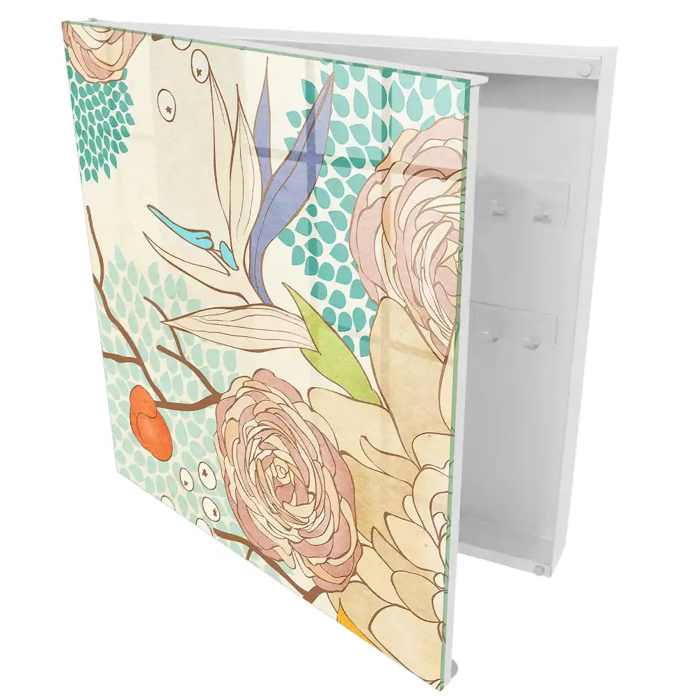 Casetă pentru chei cu design floral geometric