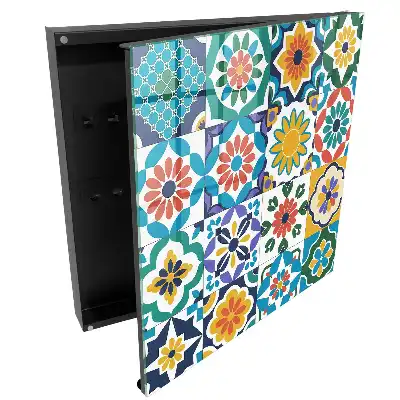 Suport de chei pentru perete cu model mozaic geometric colorat