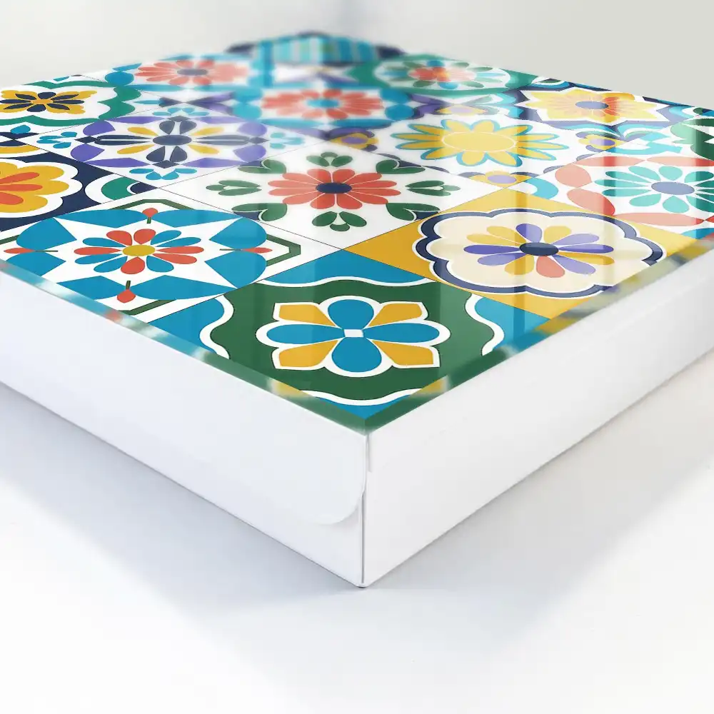 Suport de chei pentru perete cu model mozaic geometric colorat