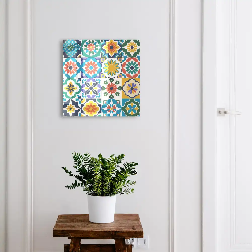Suport de chei pentru perete cu model mozaic geometric colorat